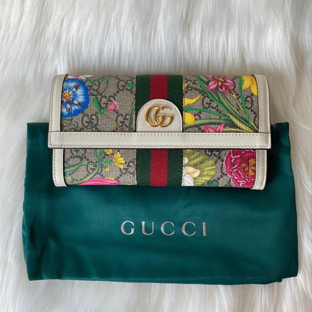 Gucci GG Signature Flora long fold over wallet